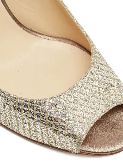 Pre-owned Jimmy Choo Baxen Glitter Sandals In Gold