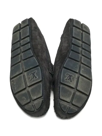 Pre-owned Louis Vuitton Suede Loafers In Black