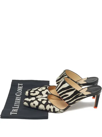 Pre-owned Jimmy Choo Zebra-detailed Mules In White