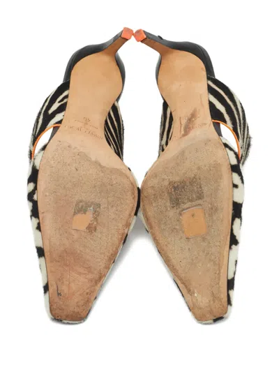 Pre-owned Jimmy Choo Zebra-detailed Mules In White