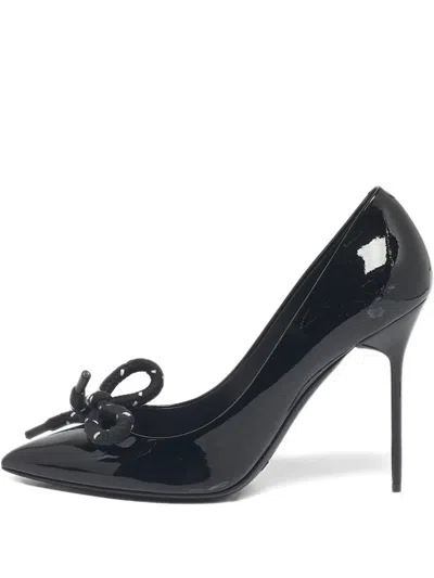 Pre-owned Burberry Bow-embellishment Pumps In Black
