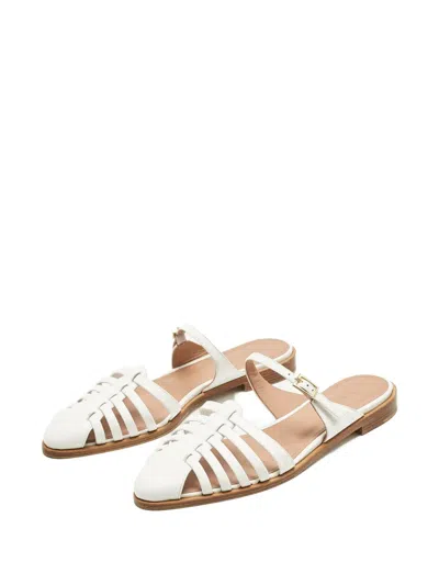 Pre-owned Malone Souliers Eleonora Strap Mules In White