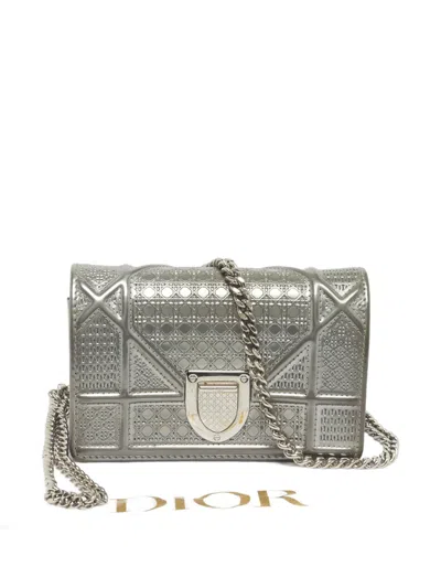 Pre-owned Dior Baby Ama Leather Cross Body Bag In Silver