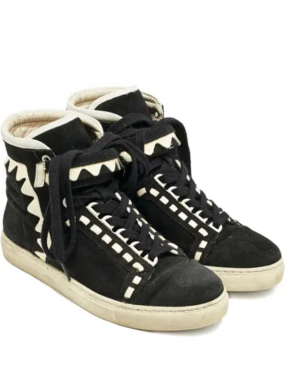 Pre-owned Sophia Webster Lace-up Leather Sneakers In Black