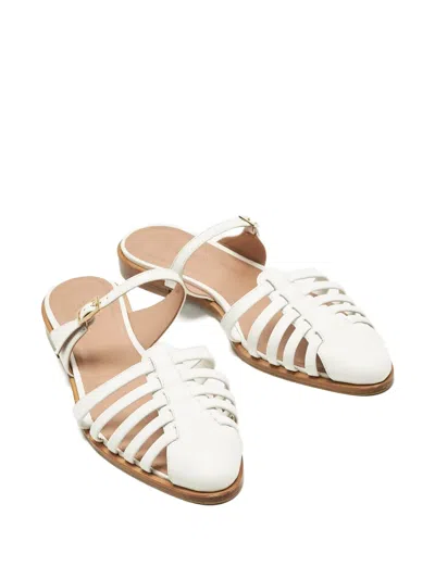 Pre-owned Malone Souliers Eleonora Strap Mules In White