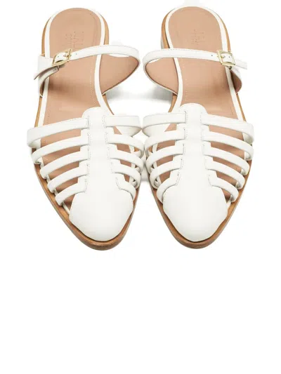 Pre-owned Malone Souliers Eleonora Strap Mules In White