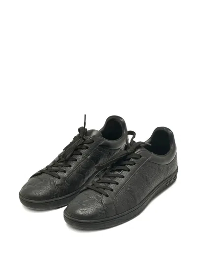 Pre-owned Louis Vuitton Luxembourg Monogram Leather Low-top Sneakers In Black