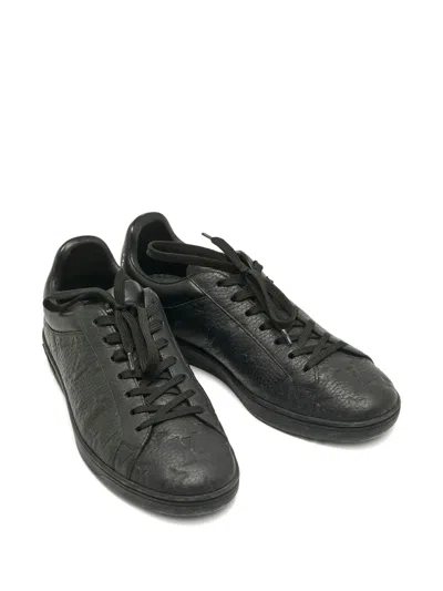 Pre-owned Louis Vuitton Luxembourg Monogram Leather Low-top Sneakers In Black