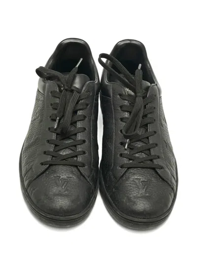 Pre-owned Louis Vuitton Luxembourg Monogram Leather Low-top Sneakers In Black
