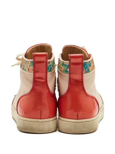 Pre-owned Christian Louboutin 37.5 Louis Spikes Leather Sneaker In Neutral