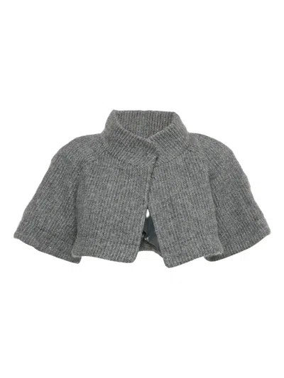 Pre-owned Theory Rib-knit Capelet Top In Gray