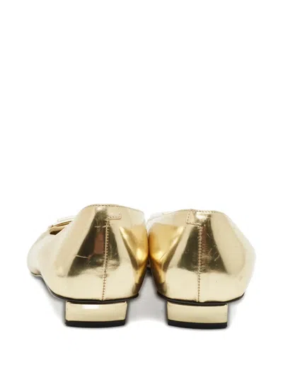 Pre-owned Roger Vivier Vintage Buckle Leather Pumps In Gold