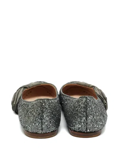 Pre-owned Miu Miu Glitter Ballerina Shoes In Gray