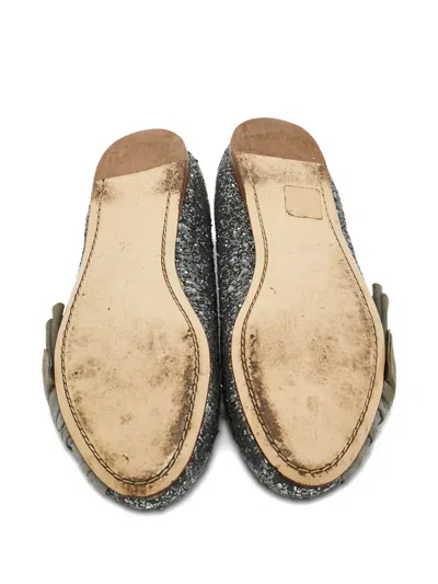 Pre-owned Miu Miu Glitter Ballerina Shoes In Gray