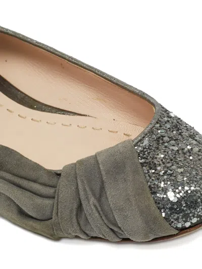 Pre-owned Miu Miu Glitter Ballerina Shoes In Gray