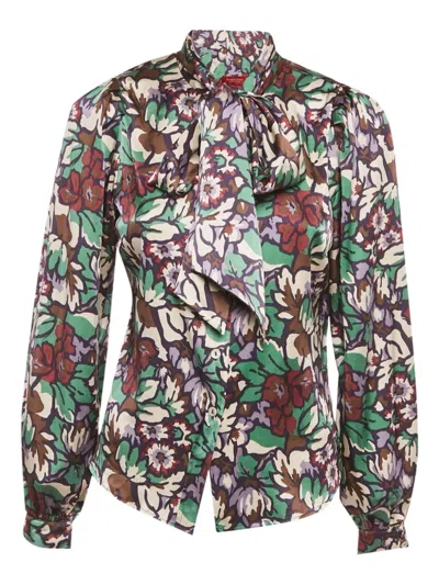 Pre-owned Burberry Floral-print Blouse In Green