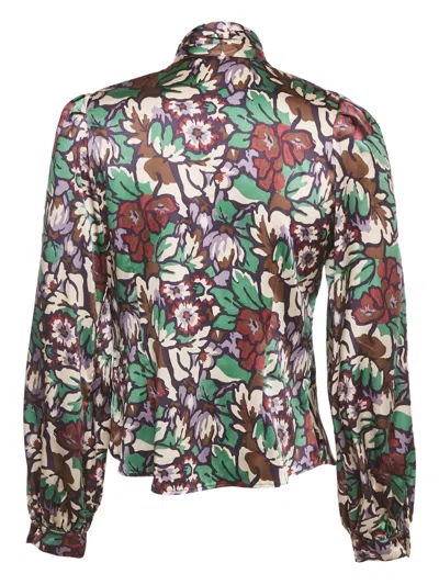 Pre-owned Burberry Floral-print Blouse In Green