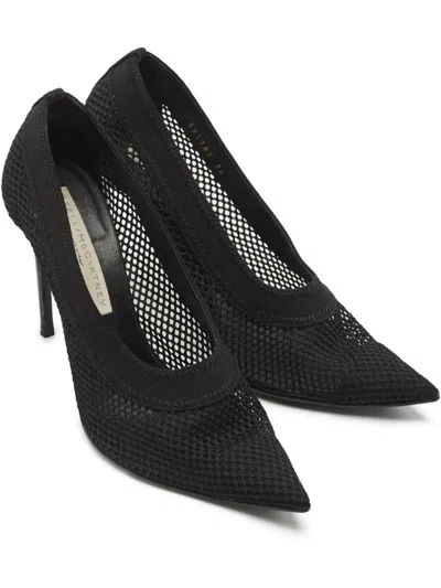 Pre-owned Stella Mccartney 100mm Mesh Pointed-toe Pumps In Black