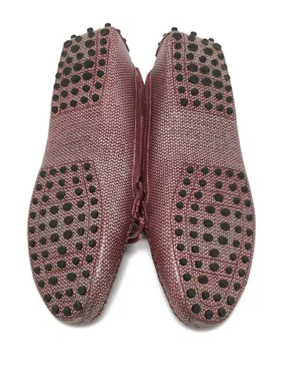 Pre-owned Tod's Vintage Glitter Bow Loafers In Purple