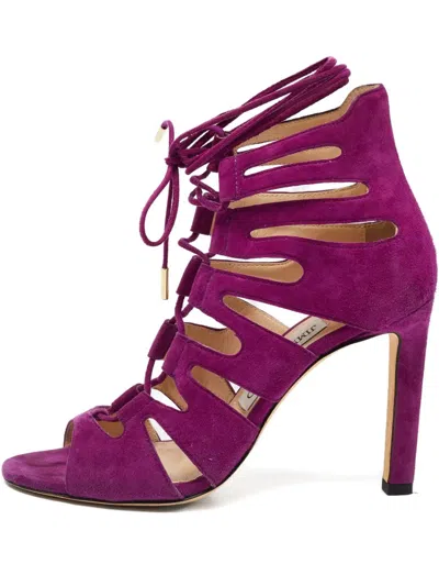 Pre-owned Jimmy Choo 2024 Cutout Lace-up Sandals In Purple