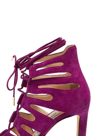 Pre-owned Jimmy Choo 2024 Cutout Lace-up Sandals In Purple