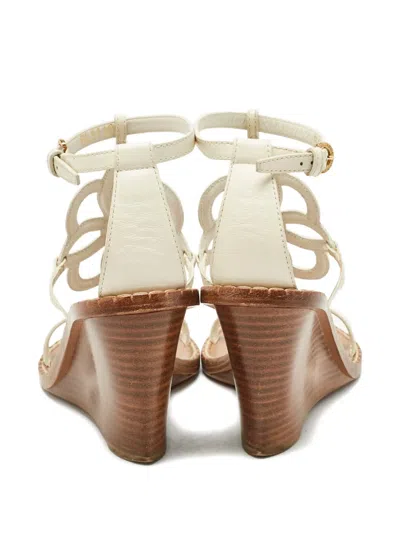 Pre-owned Louis Vuitton Cut-out Wedge Sandals In Neutral