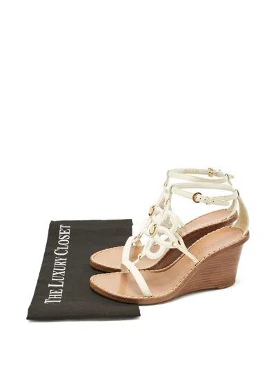Pre-owned Louis Vuitton Cut-out Wedge Sandals In Neutral