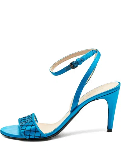 Pre-owned Bottega Veneta 90mm Mesh-detail Sandals In Blue