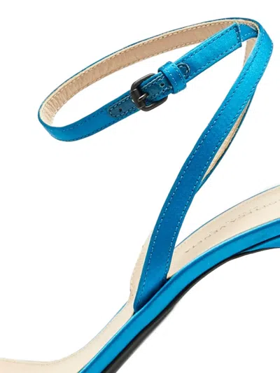 Pre-owned Bottega Veneta 90mm Mesh-detail Sandals In Blue