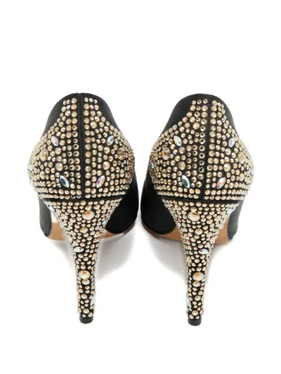 Pre-owned Gina Crystal-embellished Heeled Pumps In Black