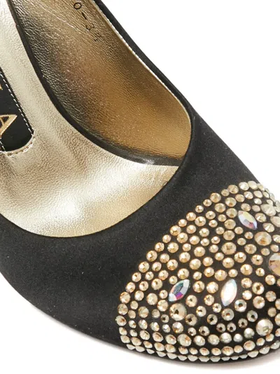 Pre-owned Gina Crystal-embellished Heeled Pumps In Black