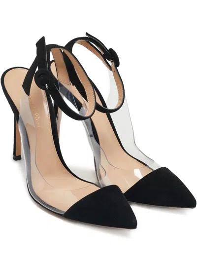 Pre-owned Gianvito Rossi 105mm Anise Suede Clear Pumps In Black