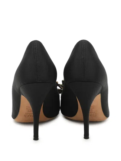 Pre-owned D&g Vintage 105mm Bow-detail Peep-toe Pumps In Black