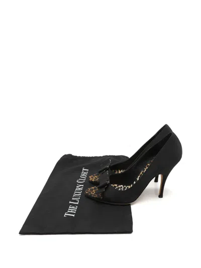 Pre-owned D&g Vintage 105mm Bow-detail Peep-toe Pumps In Black