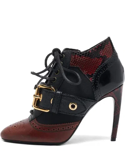 Pre-owned Burberry Buckle-embellished Boots In Red