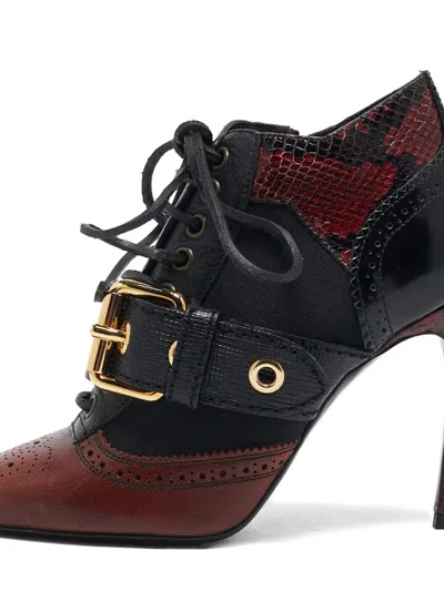 Pre-owned Burberry Buckle-embellished Boots In Red