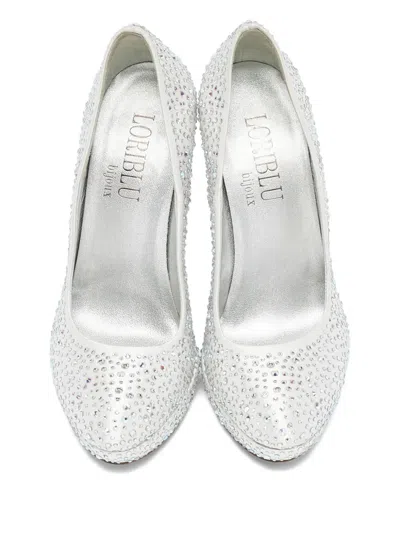 Pre-owned Loriblu 125mm Crystal-embellishment Pumps In Gray