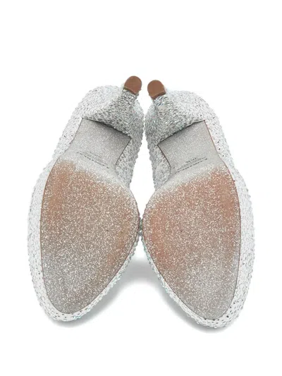 Pre-owned Loriblu 125mm Crystal-embellishment Pumps In Gray