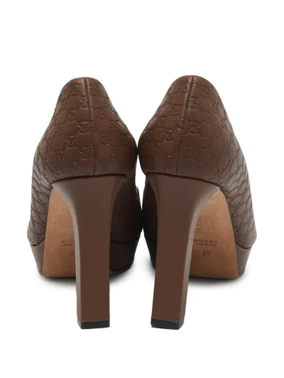 Pre-owned Gucci 2024 Platform Peep-toe Pumps In Brown