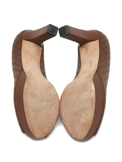 Pre-owned Gucci 2024 Platform Peep-toe Pumps In Brown