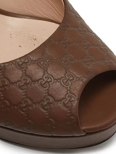 Pre-owned Gucci 2024 Platform Peep-toe Pumps In Brown