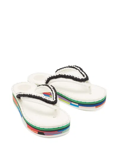 Pre-owned Chloé Braided Thong Sandals In White