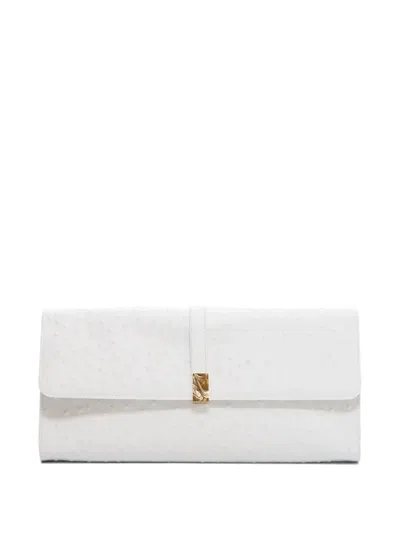 Loulou De Saison Mohini Ostrich-effect Leather Clutch Bag In Pattern