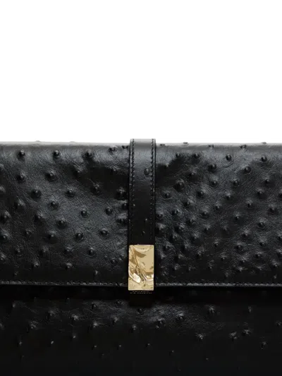 Loulou De Saison Mohini Ostrich-effect Leather Clutch Bag In Black
