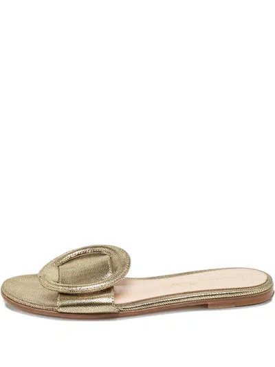 Pre-owned Gianvito Rossi Buckle-detail Suede Sandals In Yellow