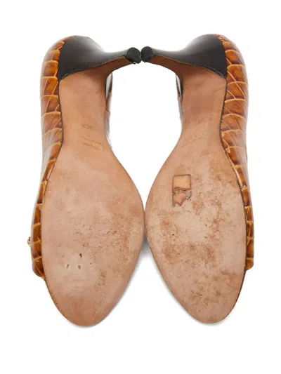 Pre-owned Giuseppe Zanotti Vintage 95mm Crocodile-embossed Pumps In Brown