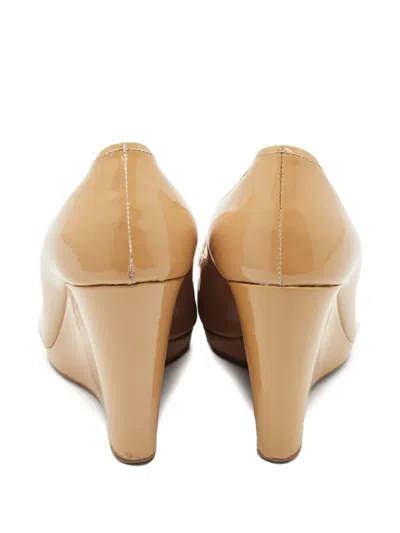 Pre-owned Prada 2023 100mm Wedge Sandals In Neutral