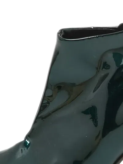 Pre-owned Jimmy Choo 100mm Patent-finish Leather Ankle Boots In Green