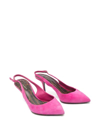 Pre-owned Dolce & Gabbana 80mm Pointed-toe Slingback Heeled Pumps In Pink