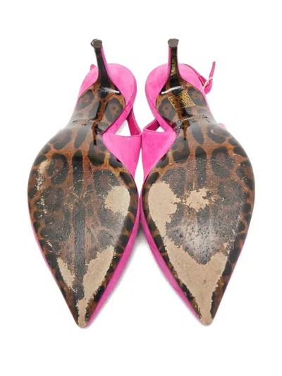 Pre-owned Dolce & Gabbana 80mm Pointed-toe Slingback Heeled Pumps In Pink